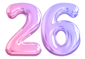 26 number gradient 3d render png