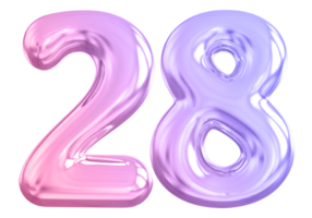 28 number gradient 3d render png