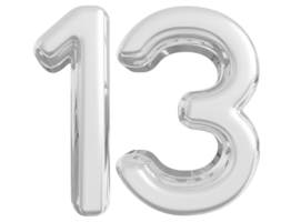 argent 3d nombre 13 png