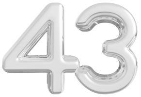 Silver 3d Number 43 png