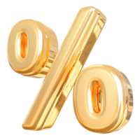 Gold percent symbol icon 3d render png