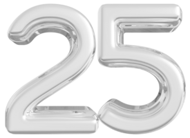 Silver 3d Number 25 png