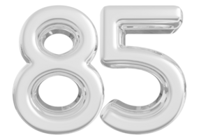 Silver 3d Number 85 png