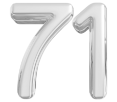 Silver 3d Number 71 png