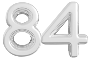 Silver 3d Number 84 png