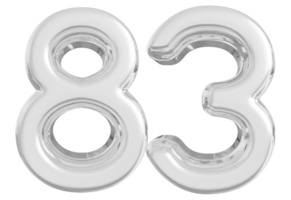 Silver 3d Number 83 png