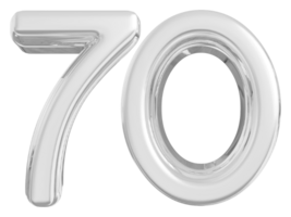 Silver 3d Number 70 png