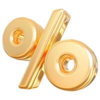 oro per cento simbolo icona 3d rendere png