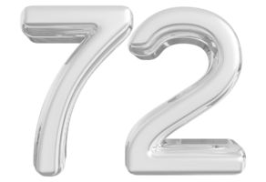 Silver 3d Number 72 png