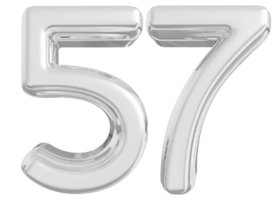 Silver 3d Number 57 png