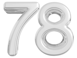 Silver 3d Number 78 png