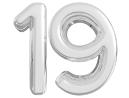 Silver 3d Number 19 png