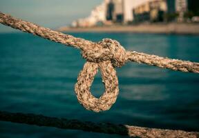 Marine rope knot closeup photo