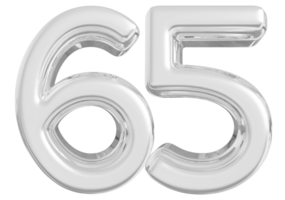 Silver 3d Number 65 png