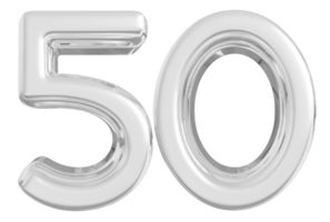 Silver 3d Number 50 png