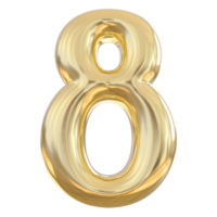 Gold 3d Number 8 png