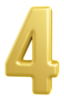 Gold 3d Number 4 png