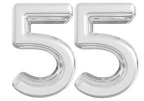 Silver 3d Number 55 png