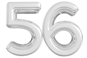 Silver 3d Number 56 png