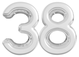 Silver 3d Number 38 png