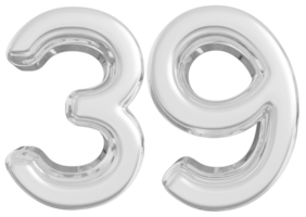 Silver 3d Number 39 png