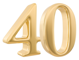 Gold 3d Number 40 png