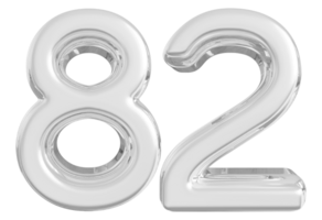 Silver 3d Number 82 png