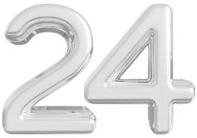 Silver 3d Number 24 png
