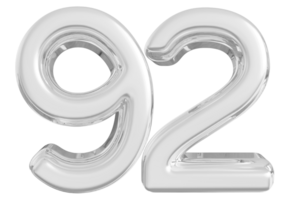 Silver 3d Number 92 png