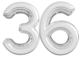 Silver 3d Number 36 png