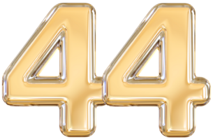 Gold 3d Nummer 44 png