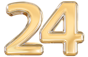 Gold 3d Nummer 24 png