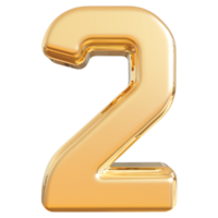 Gold 3d Number 2 png