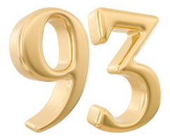 Gold 3d Number 93 png