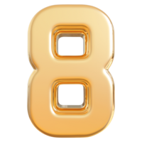 Gold 3d Number 8 png