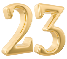 Gold 3d Number 23 png