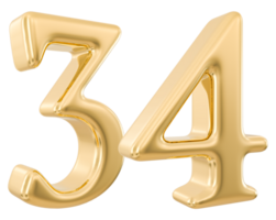 Gold 3d Nummer 34 png