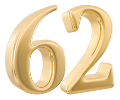 Gold 3d Nummer 62 png