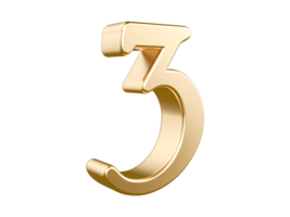 Gold 3d Number 3 png