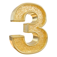 Gold 3d Number 3 png