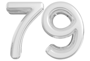 Silver 3d Number 79 png