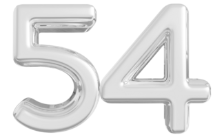 Silver 3d Number 54 png