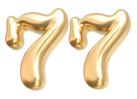 Gold 3d Number 77 png