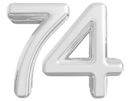 Silver 3d Number 74 png