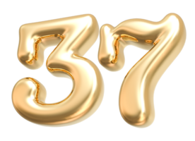 Gold 3d Number 37 png