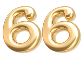 oro 3d número 66 png