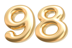 Gold 3d Number 98 png