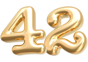 Gold 3d Nummer 42 png