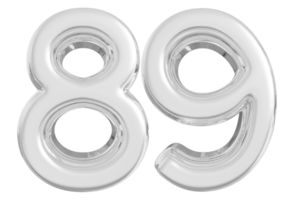 Silver 3d Number 89 png