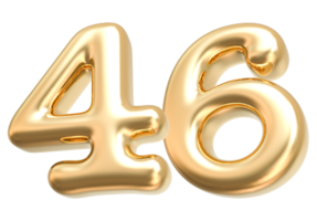 Gold 3d Number 46 png